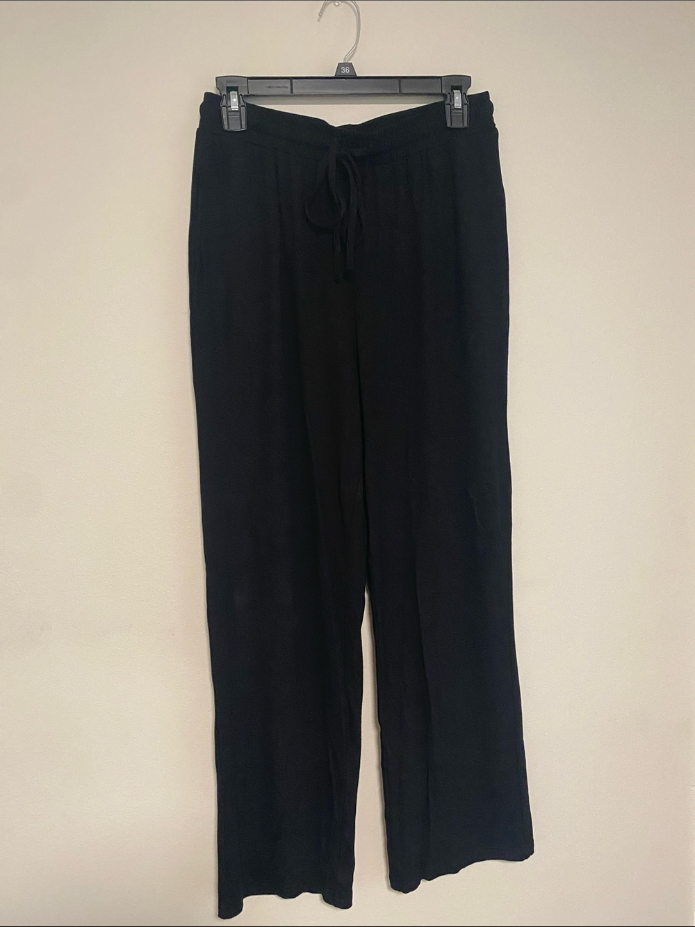 Black Drawstring Wide-Leg Pants